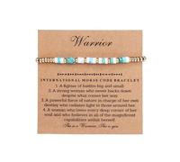 COLORFUL BLING Morse Code - Braccialetti con perline in pietra turchese e oro, regolabili, per migliore amica, sorella, guerriero, braccialetto in corda con biglietto di messaggio, gioielli ispiratori