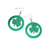 COLORFUL BLING Orecchini a forma di trifoglio per il giorno di San Patrizio per le donne a forma di trifoglio verde con trifoglio verde in acrilico orecchini pendenti per le donne buona fortuna