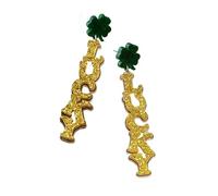 COLORFUL BLING Orecchini a forma di trifoglio per il giorno di San Patrizio per le donne a forma di trifoglio verde con trifoglio verde in acrilico orecchini pendenti per le donne buona fortuna