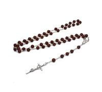 COLORFUL BLING Rosario cattolico intrecciato fatto a mano con perline collana con ciondolo a forma di crocifisso di Gesù per uomini donne preghiera religiosa gioielli prima comunione regali, Legno