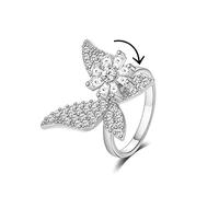 COLORFUL BLING Simpatico anello fidget spinner a forma di farfalla, luna, stella, per ansia, da donna, regolabile, aperto, con zircone cubico, impilabile, per alleviare lo stress, meditazione, idea