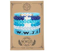 COLORFUL BLING WWJD - Set di braccialetti a croce da donna, con scritta in lingua inglese "What would Jesus Do - Braccialetto in corda intrecciata", gioielli cristiani, Misura unica, Lega di acciaio