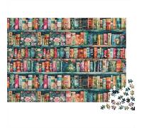 Colorful Bookshelf Art 100% Recycled Cardboard Mini Bookshelf Art 1000Pc Jigsaw for Adults Challenging & Brainteasing 70x50cm/1000pcs