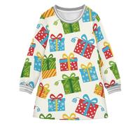 Colorful Box Pattern Little Gir Abiti a maniche lunghe per bambini piccoli casual, Colorato, 5-6 Anni