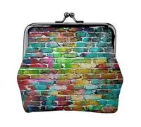 Colorful Brick Print Kiss Lock Wallet Leather Coin Purse Ladies Money Pocket Iron Frame Compact Hand Held Wallet
