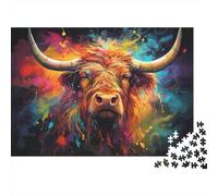 Colorful Bull Art Colourful Bull & Bear Double Art 1000 Pieces Jigsaws Adults The Impossible Challenge Home Activity 38x26cm/1000pcs