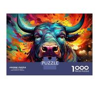 Colorful Bull Portrait 1000 Pezzi Bundle Puzzle Puzzle Cartone Extra Spesso - Preferito Dai Collezionisti, Relax Mentale, Pause Ufficio, Viaggio E Regali Festivi 52x38cm/1000pcs