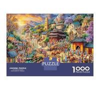 Colorful Bustling Town 1000 Pezzi Puzzle Classici Per Adulti E Bambini ≥12 Anni Giochi Rilassamento & Intell. Urban Art Ideale Per Amanti Puzzle Esperti Decorazione Domestica Antistress 52x38cm/1000pc