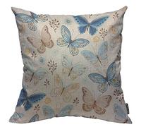 Colorful Butterfly Blue Yellow And Brown Flying Butterflies Seamless Pattern Fodere Cuscino con Cerniera Invisibile Copricuscino Lavabili Copricuscini per Terrazza Balcone Divano 45X45Cm