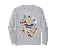 Colorful Butterfly Cluster with Floral Accents Maglia a Manica