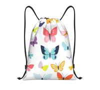 Colorful Butterfly Pattern Illustration Digital Art Borsa Sportiva Sacca con Cordoncino Pieghevole Unisex Tasche con Coulisse per Nuoto Vita Quotidiana Yoga 36X42Cm