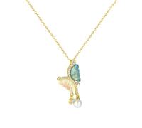 Colorful butterfly tassel pearl necklace, a niche design in Europe and America, dopamine, versatile collarbone chain