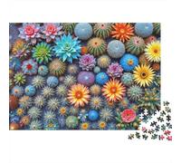 Colorful Cactus Garden 100% Recycled Cardboard Succulent Flower Art 1000Pc Puzzle Adults Unique Classic Educational Games Brainteasing 70x50cm/1000pcs
