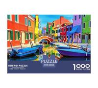 Colorful Canal Scene Securely Fitted Pieces Suitable for Long Hour Relaxation, Brain Training And Personal Leisure Time 38x26cm/1000pcs