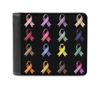 Colorful Cancro Al Seno Nastro Degli Uomini Bifold Portafoglio Sottile Cassa Titolare Della Carta Della Borsa In Pelle