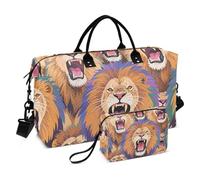 Colorful Cartoon Animal Lion Cool Decorative Spalla Weekender Pernottamento Borsa Grande Borsa da Palestra con Cinghia Regolabile per Yoga Impermeabile bolso de Mano para viajar en Avion