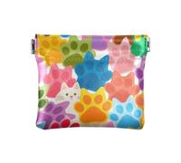 Colorful Cartoon Cat Paw Prints Moda Donna Piccola Borsa Cambiamento in Pelle Fancy Card Cases Money Organizers per le Donne bolsas para monedas de