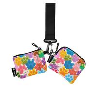 Colorful Cartoon Cat Paw Prints Portafogli doppi da donna Custodie per biglietti da visita di grande capacità portamonete porta cambio con tasca con cerniera per Lady 2 Pcs de credito para Hombre