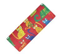 Colorful Cartoon Cats Red stampato yoga mat pieghevole spessore 1 mm per esercizio antiscivolo, con borsa da yoga tapete para ejercicio 180,3 x 66 cm