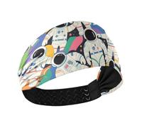 Colorful Cartoon Cute Astronauta no slip stretch fasce per le donne sudore elastico per il basket Atletico Sport Yoga diademi para el pelo de mujer