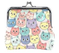 Colorful Cartoon Cute Cat Personalizzato In Pelle Coin Pouch Donne Ragazza Fibbia Bacio Blocco Cambiare Borsa per Monete