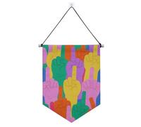 Colorful Cartoon Cute Gestures appeso banner in tessuto con asta telescopica banner bandiere decorazioni per feste all'aperto per interni, feste all'aperto