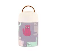 Colorful Cartoon Cute Kitten Stainless Steel Vacuum Insulated vaso di cibo per i bambini con cucchiaio per le donne spuntino 17oz