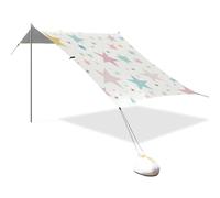 Colorful Cartoon Stars Progettato UPF50 Beach Cabana Tenda Impermeabile Grande Portatile Sun Shelter con Sacchi di sabbia e Pala per Cortile e Campeggio Carpa para Playa