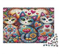 Colorful Cat Art_1 Colourful Repeat Cat Trio 1000 Pieces Jigsaw Puzzles for Adults Fun Activity for Rainy Days 38x26cm/1000pcs