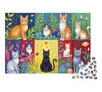 Colorful Cat Art Prints Adult Puzzle for Decompression: Patchwork Colorful Cats Educational Game Challenge 1000 Piece 52x38cm/1000pcs