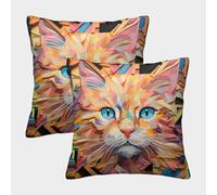Colorful Cat Face-Abstract Geometric Art Federe Cuscini Per Divano Decorativa Art Fodere Cuscino Set 2 Pezzi Moderno Per Divani Giardino 40x40cm