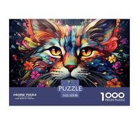 Colorful Cat Portrait Durable Interlocking Pieces Fun Hobby for Spare Time, Evenings, Weekends And Holiday Breaks 52x38cm/1000pcs