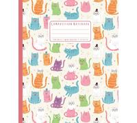 Colorful Cats Notebook: Wide Ruled Composition Book for Primary & Middle School Children: 7.5 x 9.25 Inch Lined Pages: Adorable Kawaii Feline Pattern School Supply for Kids & Handwriting