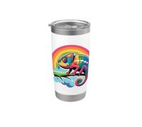 Colorful Chameleon Reptile Lover Bicchiere termico in acciaio inox doppia parete