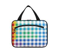 Colorful Check Pattern Hanging Borse per le donne Viaggio con gancio, Designer Unisex Medicine Borse per Viaggio Essentials Bagno estuche de maquillaje para Mujer, Motivo a quadri colorati, M, casual