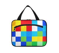 Colorful Check Pattern Hanging Travel Cosmetic Bags per le donne con gancio, Designer Necessities Snack Bag per gli uomini Viaggio estuche para maquillaje, Motivo a quadri colorati, L, casual