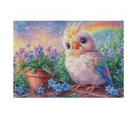 Colorful Chick in Rain with Flowers Puzzle 300 Pezzi Rompicapo Antistress Premium Pressione Ridotta Dopo Il Lavoro Attività Rigenerante Regalo Per Chi È Stressato 300 PCS