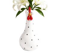 Colorful Chicken Vase for Flowers, Resin Rooster Head Vase with Polka Dots