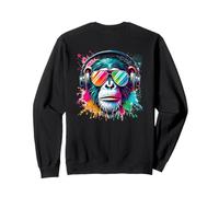 Colorful Cool Monkey Graffiti Cuffie Art Felpa