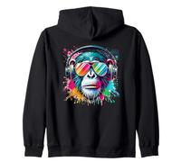 Colorful Cool Monkey Graffiti Cuffie Art Felpa con Cappuccio