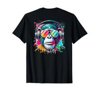 Colorful Cool Monkey Graffiti Cuffie Art Maglietta
