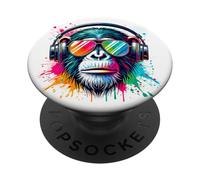 Colorful Cool Monkey Graffiti Cuffie Art PopSockets PopGrip Adesivo
