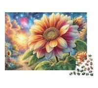 Colorful Cottage Surrounded by Sunflowers Puzzle 1000 Pezzi Puzzle Classico Giochi Educativi Bella Decorazione Sunflower Bloom Puzzle Gioco Educativo 100% Cartone Riciclato 52x38cm/1000p