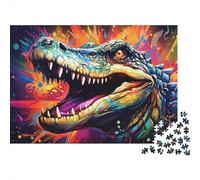 Colorful Crocodile Head 100% Recycled Cardboard Warm Sunset Landscape 1000 Piece Jigsaws for Adults Unique Classic Educational Games 70x50cm/1000pcs