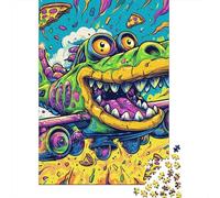 Colorful Crocodile Pizza Skateboard Art Jigsaw Puzzle Impossible 1000Pcs Decorazione Per La Casa. Rilassamento E Intelligence Per Adulti E Bambini Da 12 Anni 70x50cm/1000pcs