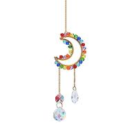 Colorful Crystals Suncatcher Hanging Sun Catcher with Chain Pendant Ornament for Window Home Garden Party Wedding Decoration(Moon)