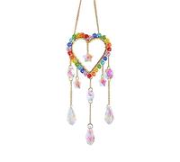 Colorful Crystals Suncatcher Hanging Sun Catcher with Chain Pendant Ornament for Window Home Garden Party Wedding Decoration(Love)