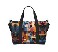 Colorful Cube Space - Borsa a tracolla da donna, borsa casual con cerniera, adatta per lavoro, viaggi, fitness, viaggi, viaggi, colore nero, taglia unica