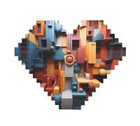 Colorful Cube Space Print Building Brick Block Puzzle - Puzzle immagine a forma di cuore, puzzle in legno immagine