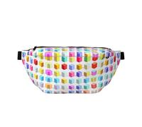 Colorful Cubes - Marsupio a tracolla grande, idea regalo per godersi sport, festival, allenamento, viaggi, corsa, casual, nero, taglia unica, Nero , Taglia unica